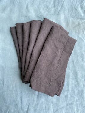 Pottery Barn set of 6 100% linen Mason oversized napkins Flint